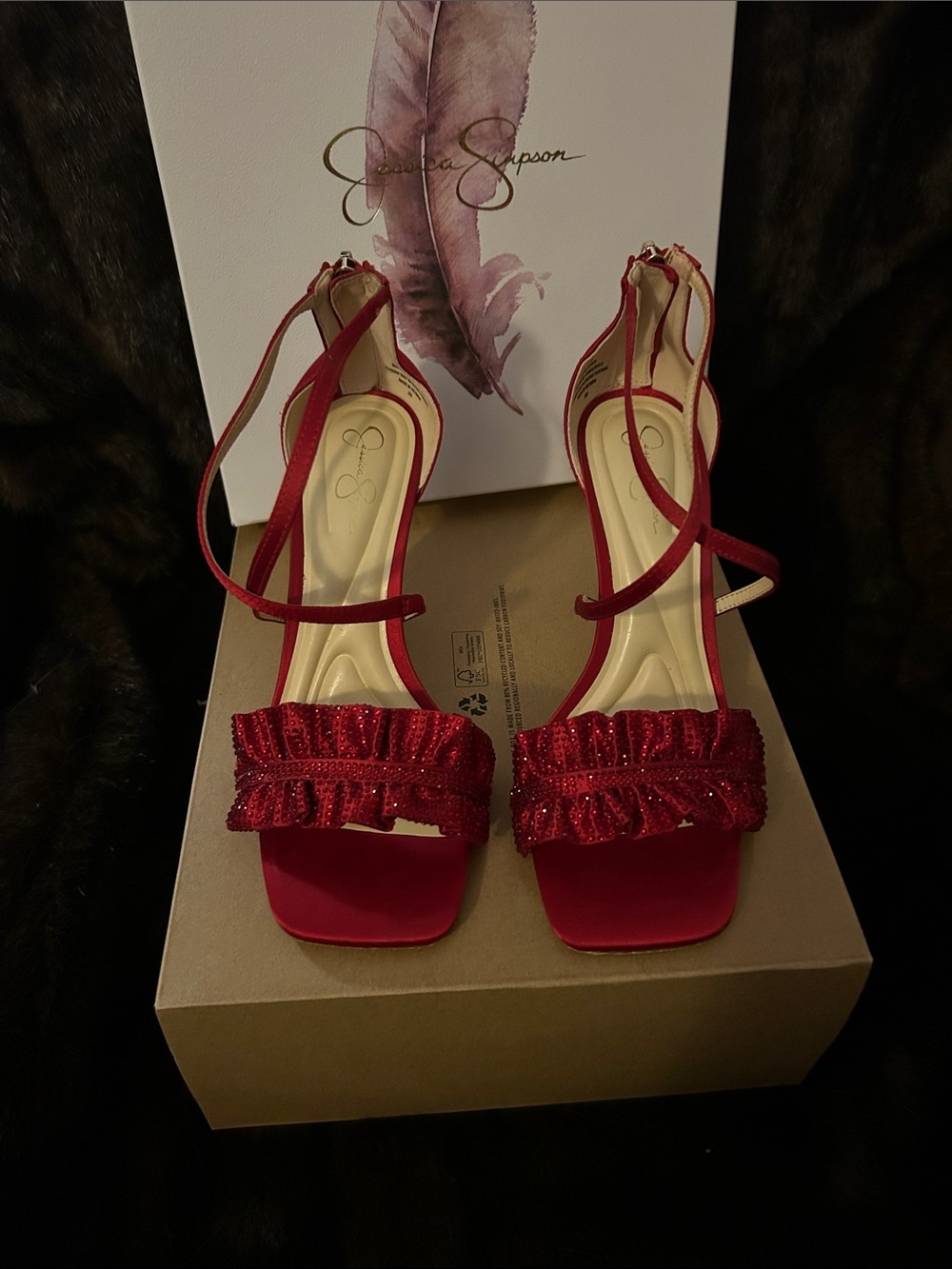 Jessica Simpson Red Ruffle Strappy Sandals size 8M
